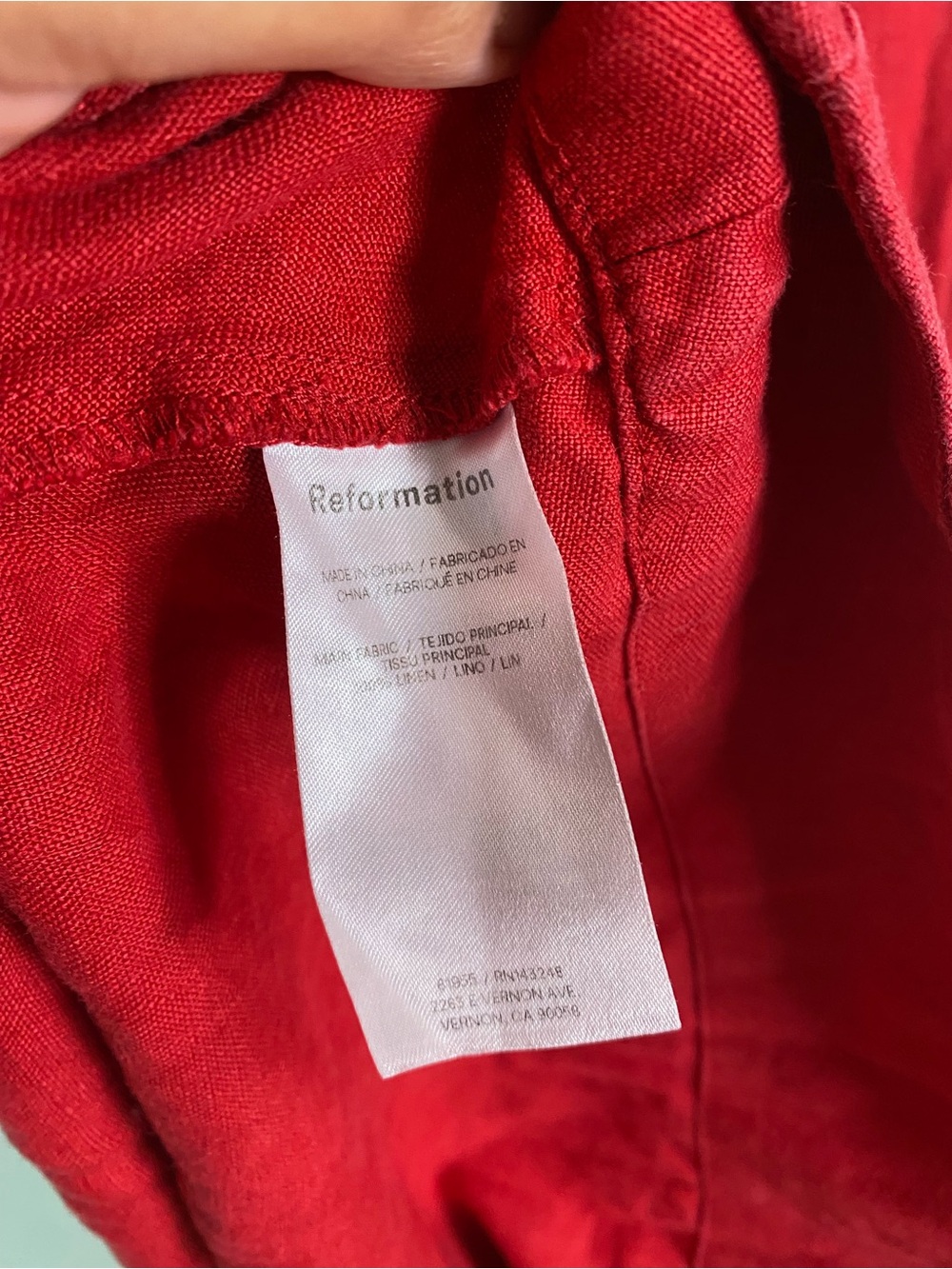 Reformation Marella Linen Dress Midi Red Size 2 - Picture 13 of 13